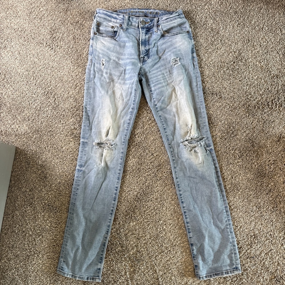 American Eagle Men's Slim Straight Distressed Jeans Size 29x34